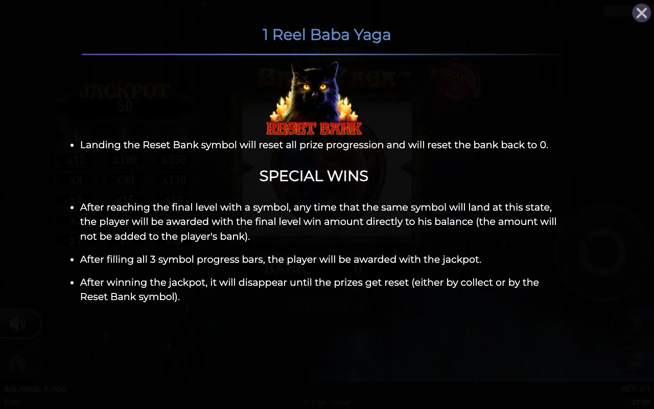 Special wins — 1 Reel Baba Yaga