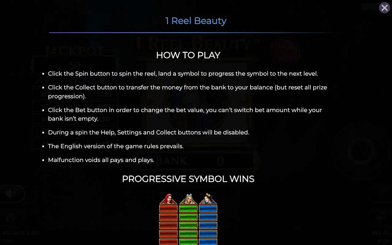 How to play — 1 Reel Beauty