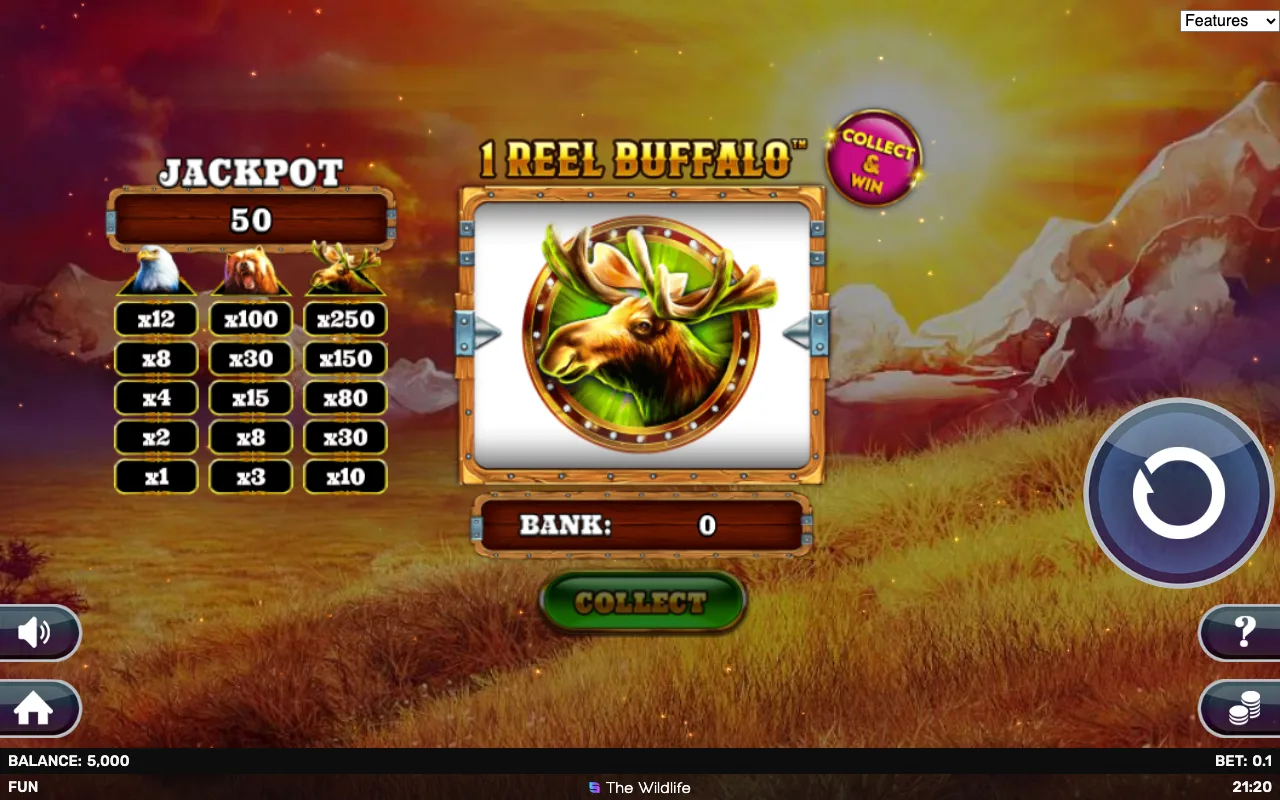 The base game — 1 Reel Buffalo