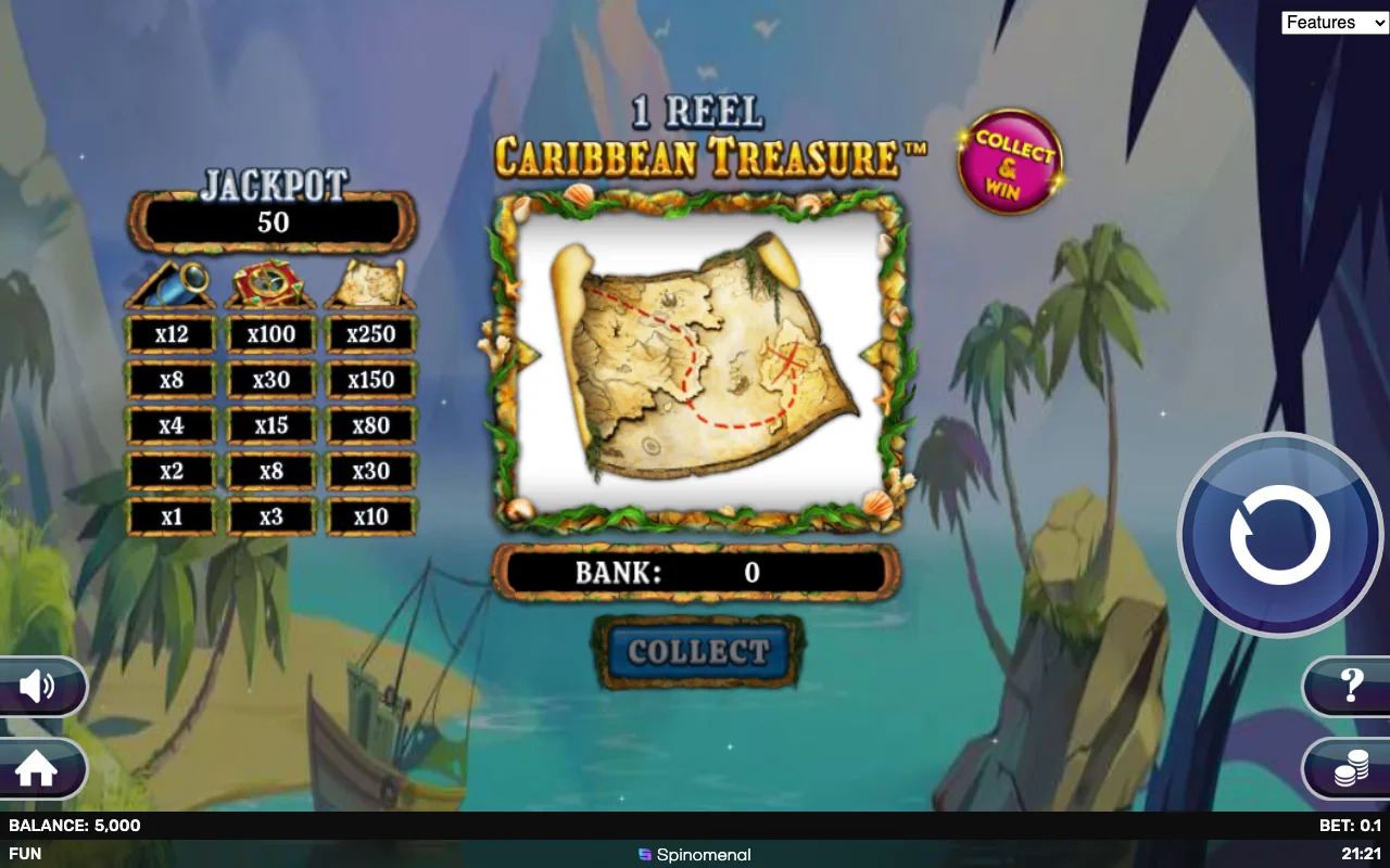 The base game — 1 Reel Caribbean Treasure