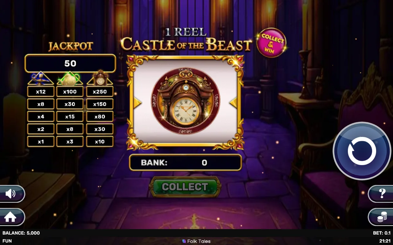 The base game — 1 Reel Castle of The Beast