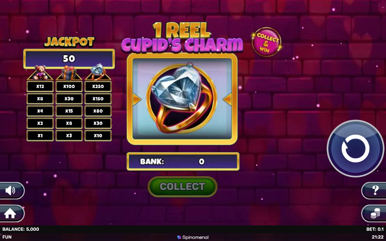 The base game — 1 Reel Cupids Charm