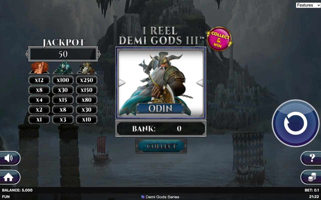 The base game — 1 Reel Demi Gods Iii