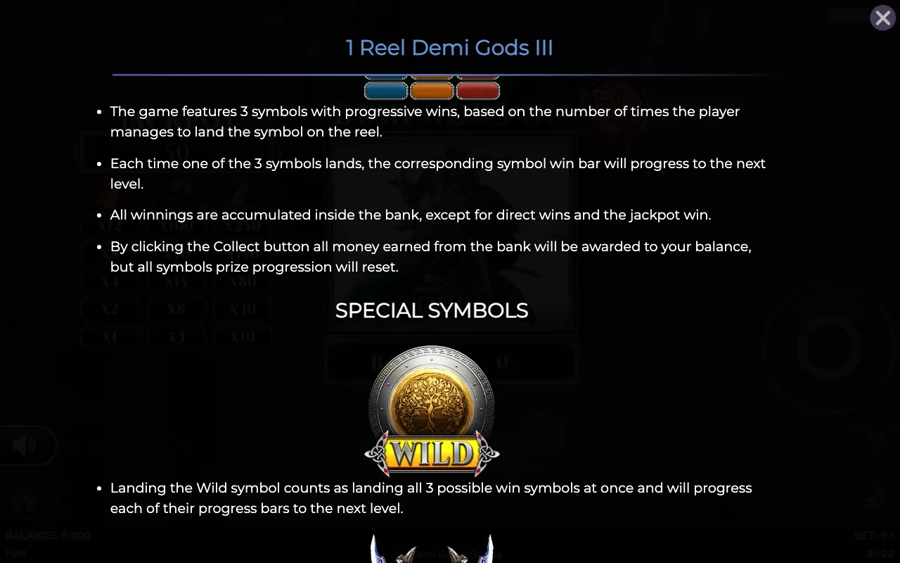 Game rules, page 2 — 1 Reel Demi Gods Iii