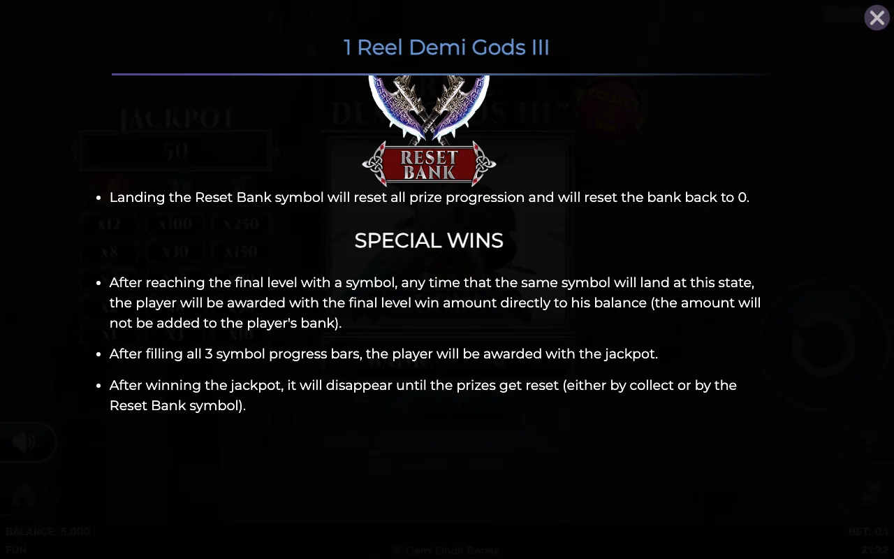 Game rules, page 3 — 1 Reel Demi Gods Iii
