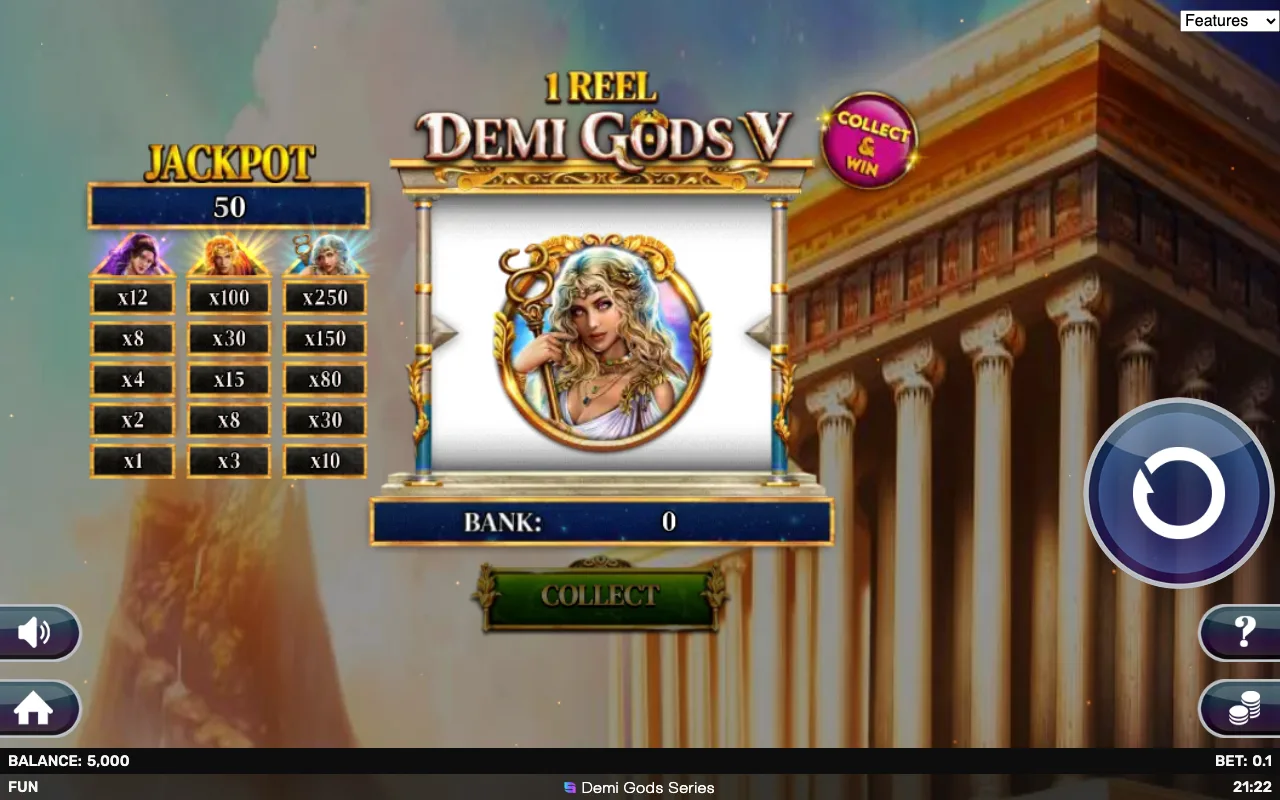 The base game — 1 Reel Demi Gods v