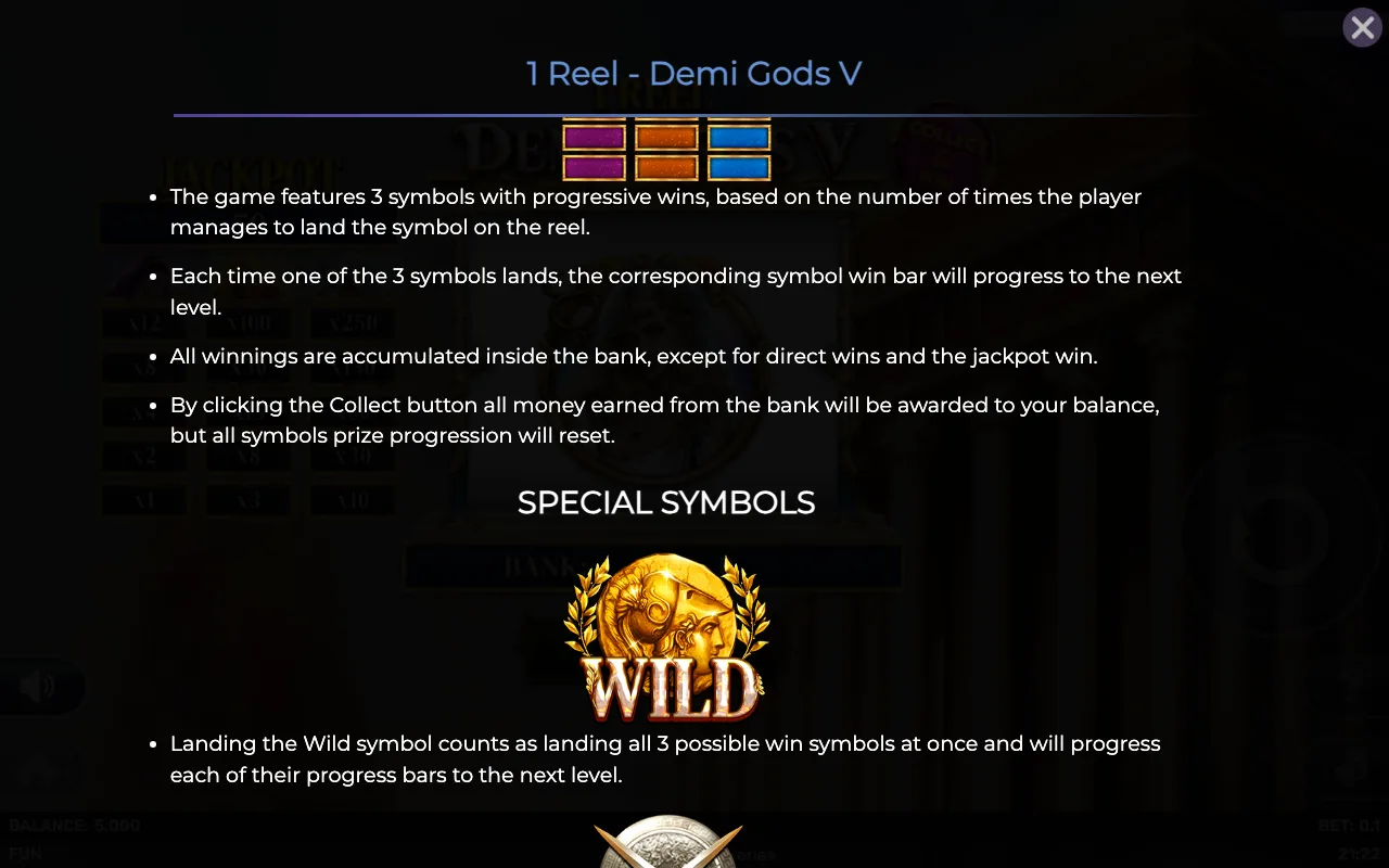 Game rules, page 2 — 1 Reel Demi Gods v