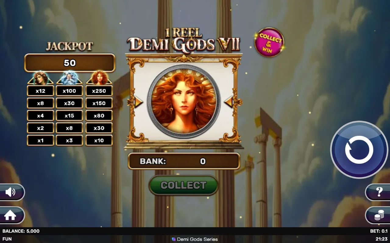 The base game — 1 Reel Demi Gods Vii