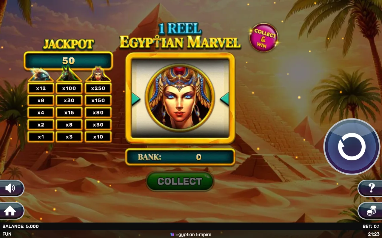 The base game — 1 Reel Egyptian Marvel