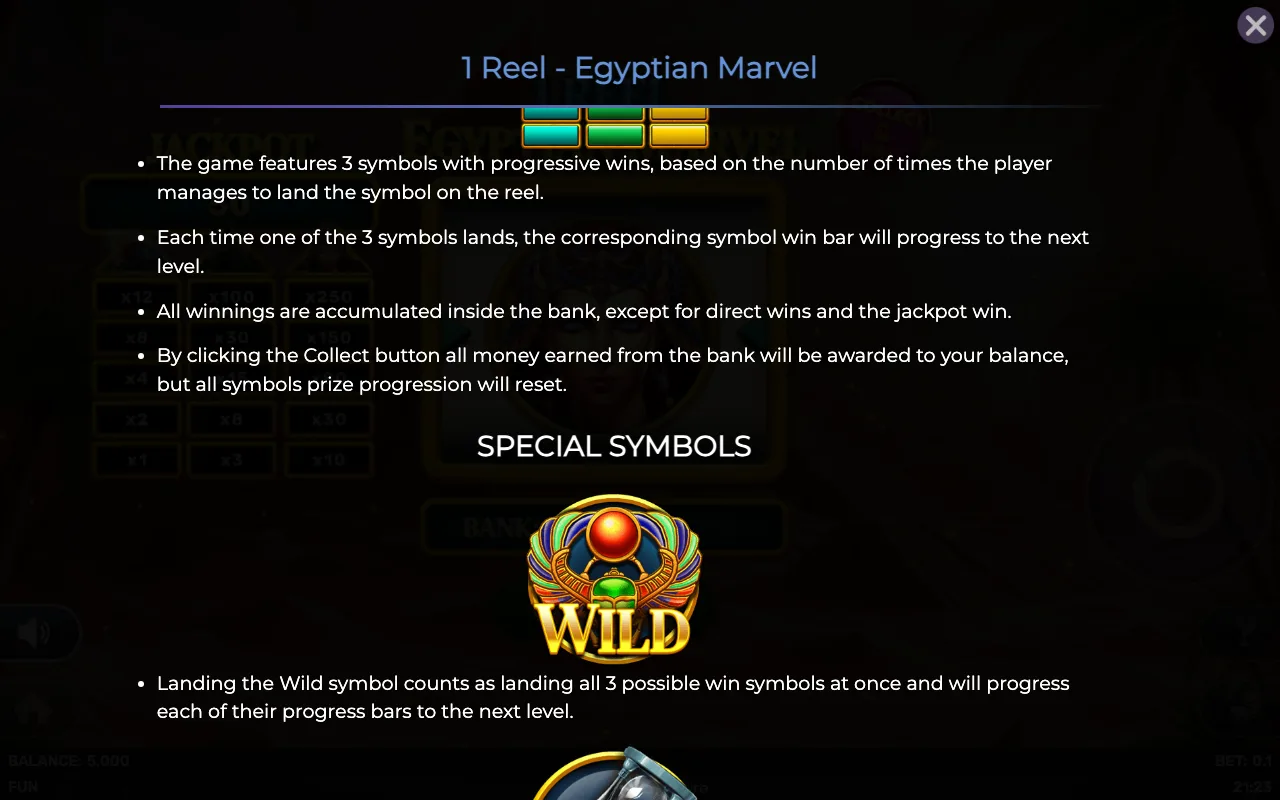 Game rules, page 2 — 1 Reel Egyptian Marvel