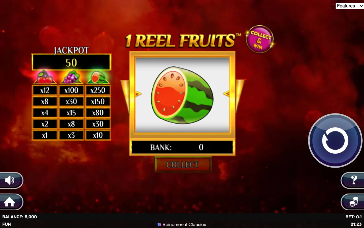 The base game — 1 Reel Fruits