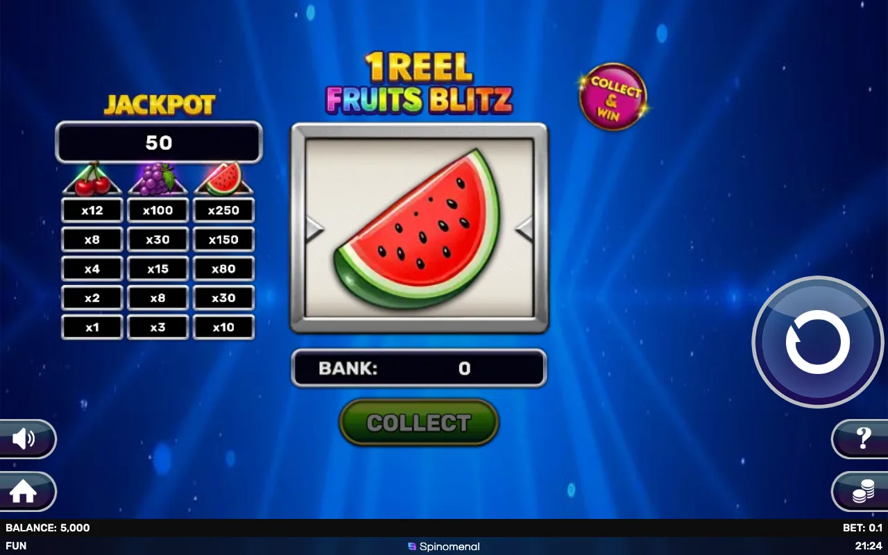 The base game — 1 Reel Fruits Blitz