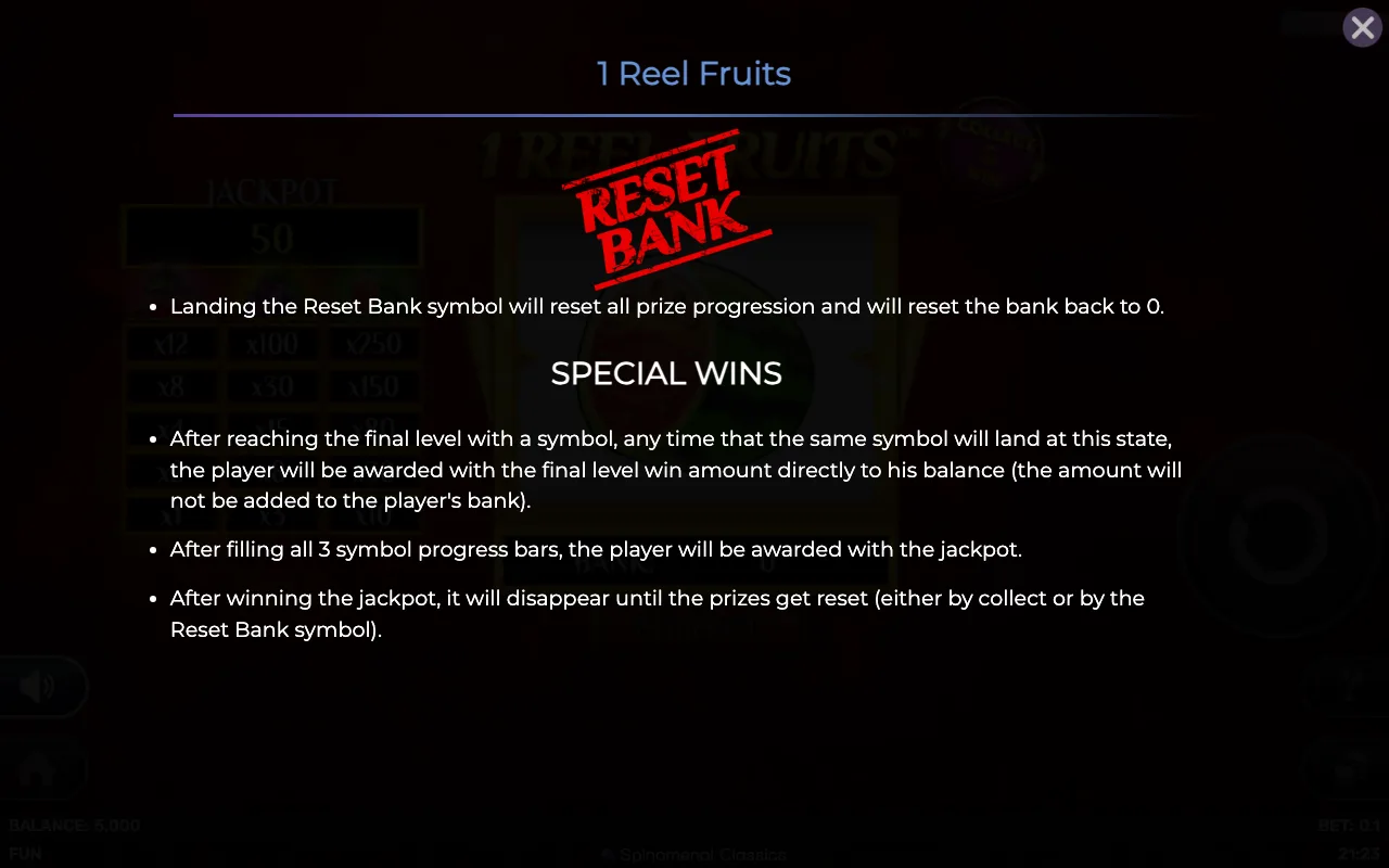 Game rules, page 3 — 1 Reel Fruits