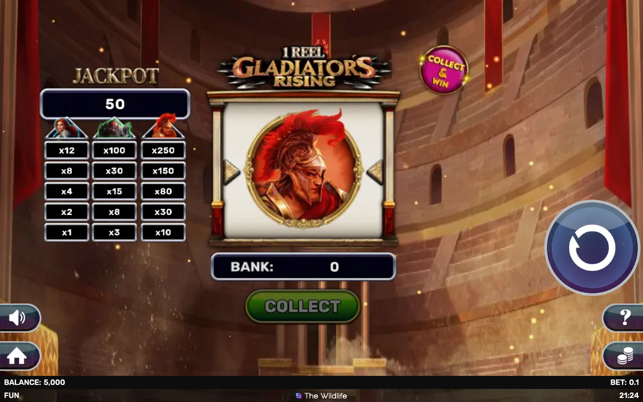 The base game — 1 Reel Gladiators Rising