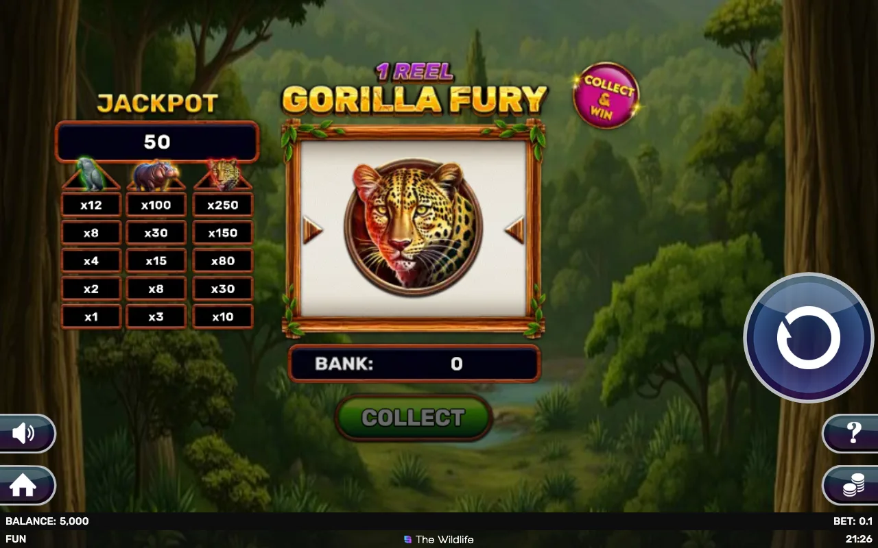 The base game — 1 Reel Gorilla Fury