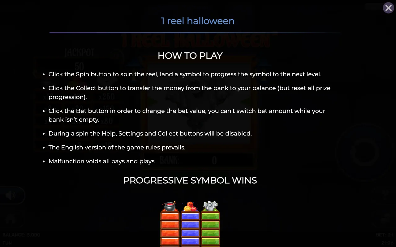 How to play — 1 Reel Halloween