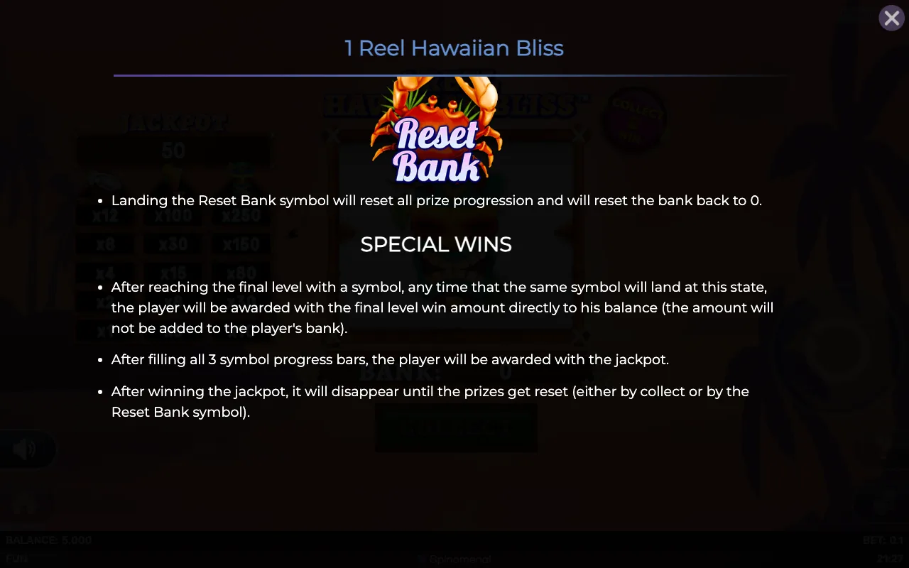 Game rules, page 3 — 1 Reel Hawaiian Bliss
