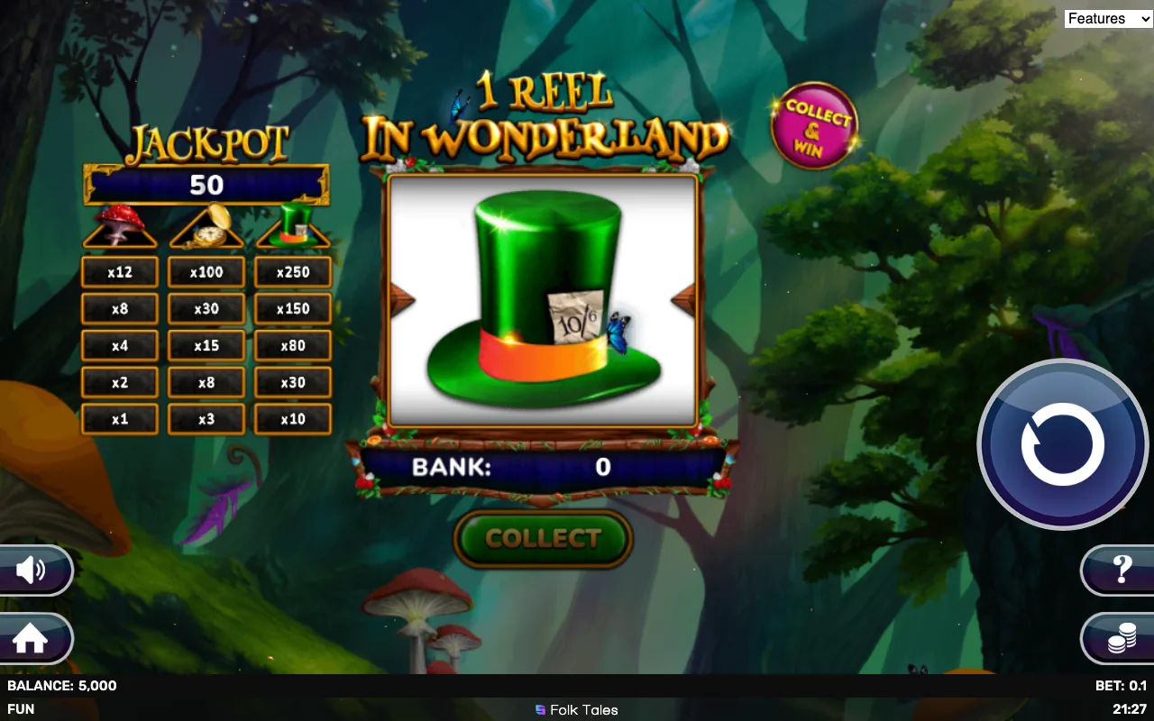 The base game — 1 Reel in Wonderland