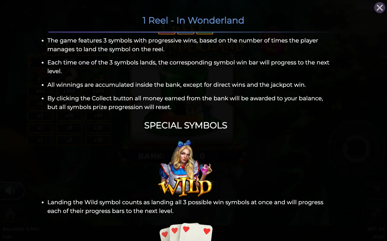 Game rules, page 2 — 1 Reel in Wonderland