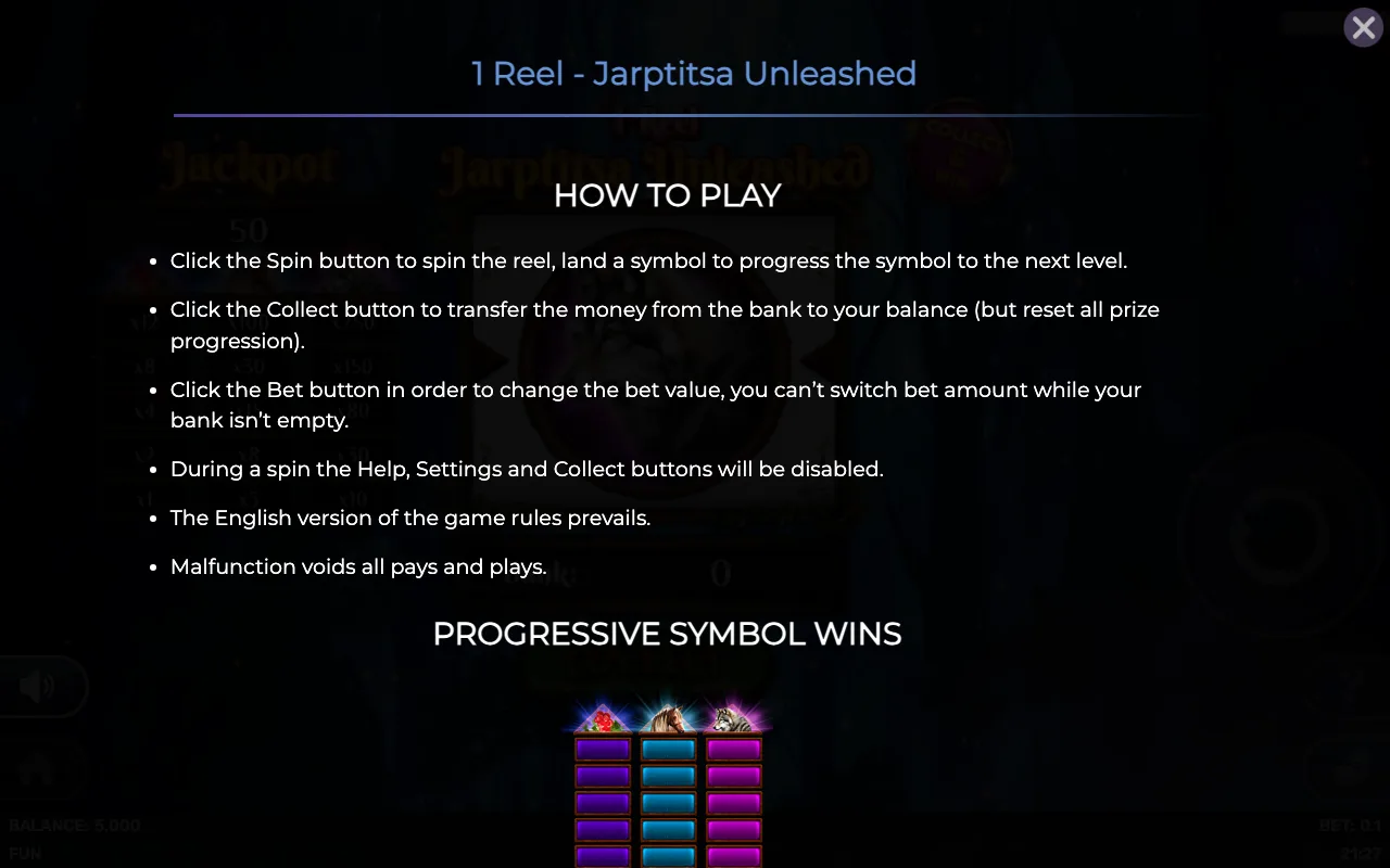 How to play — 1 Reel Jarptitsa Unleashed