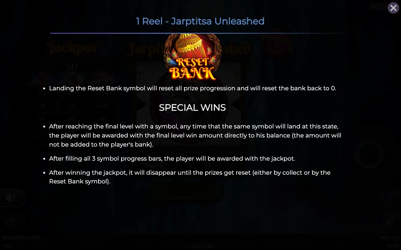 Special wins — 1 Reel Jarptitsa Unleashed