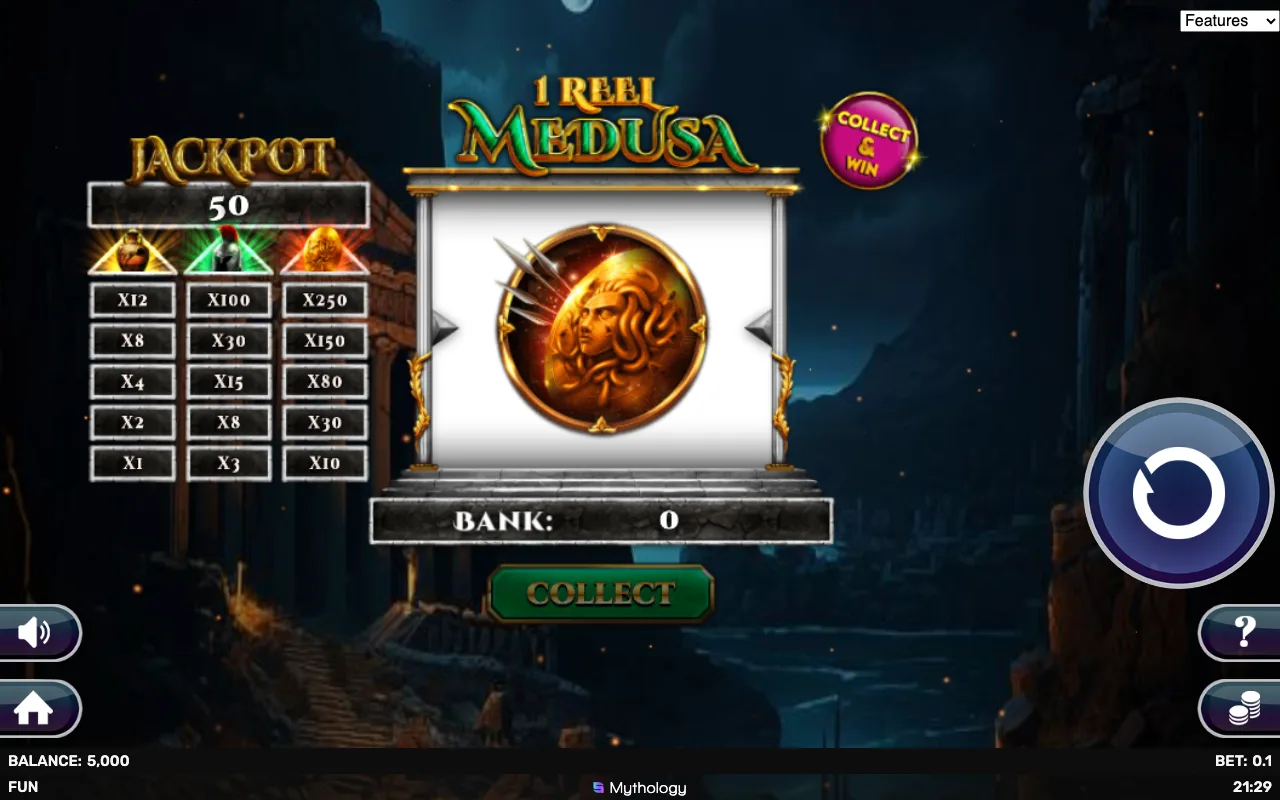 The base game — 1 Reel Medusa