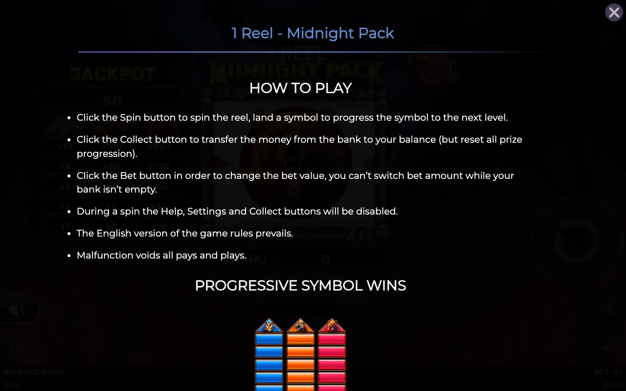 How to play — 1 Reel Midnight Pack