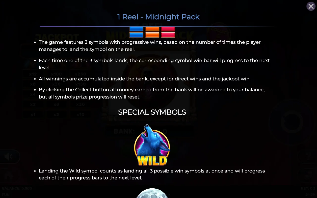Game rules, page 2 — 1 Reel Midnight Pack