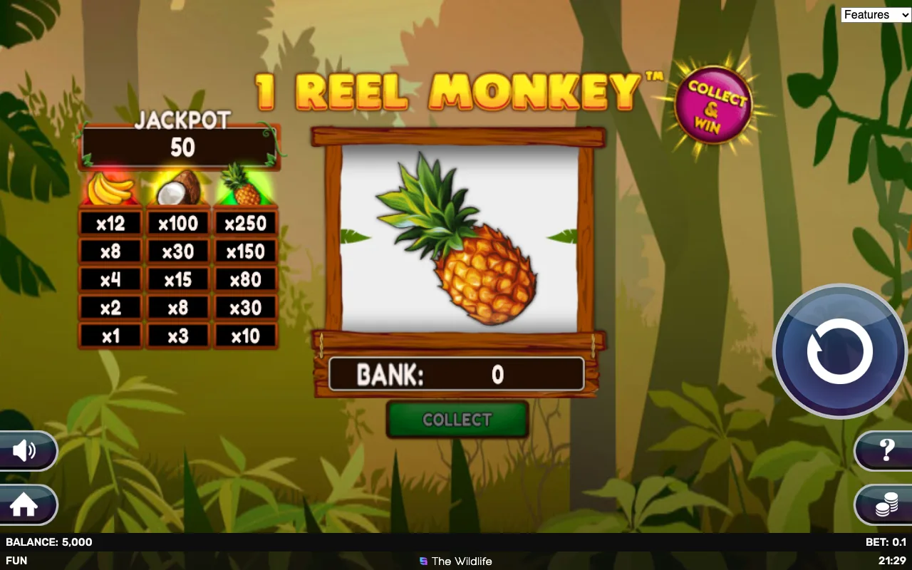 The base game — 1 Reel Monkey