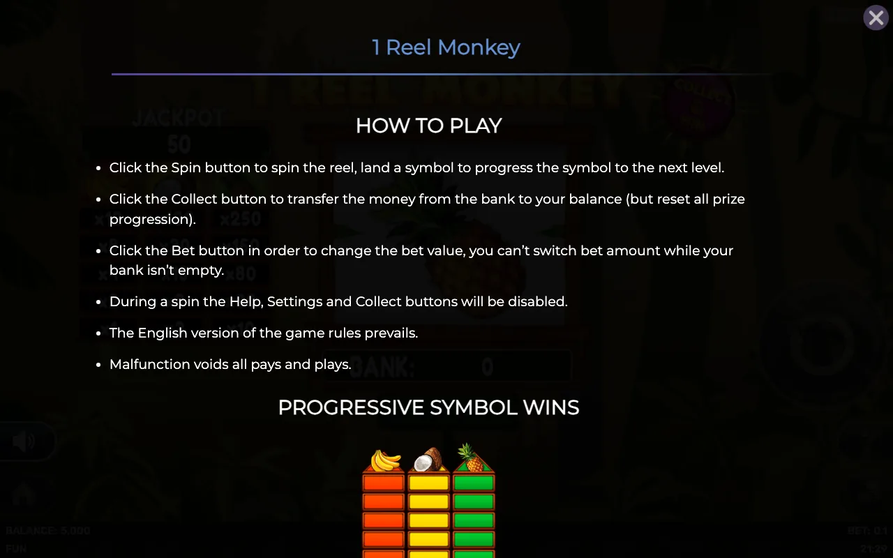 How to play — 1 Reel Monkey