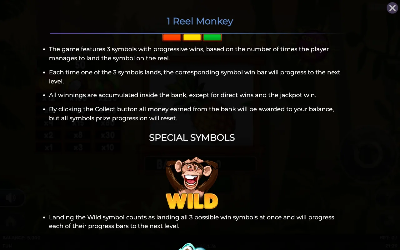 Game rules, page 2 — 1 Reel Monkey