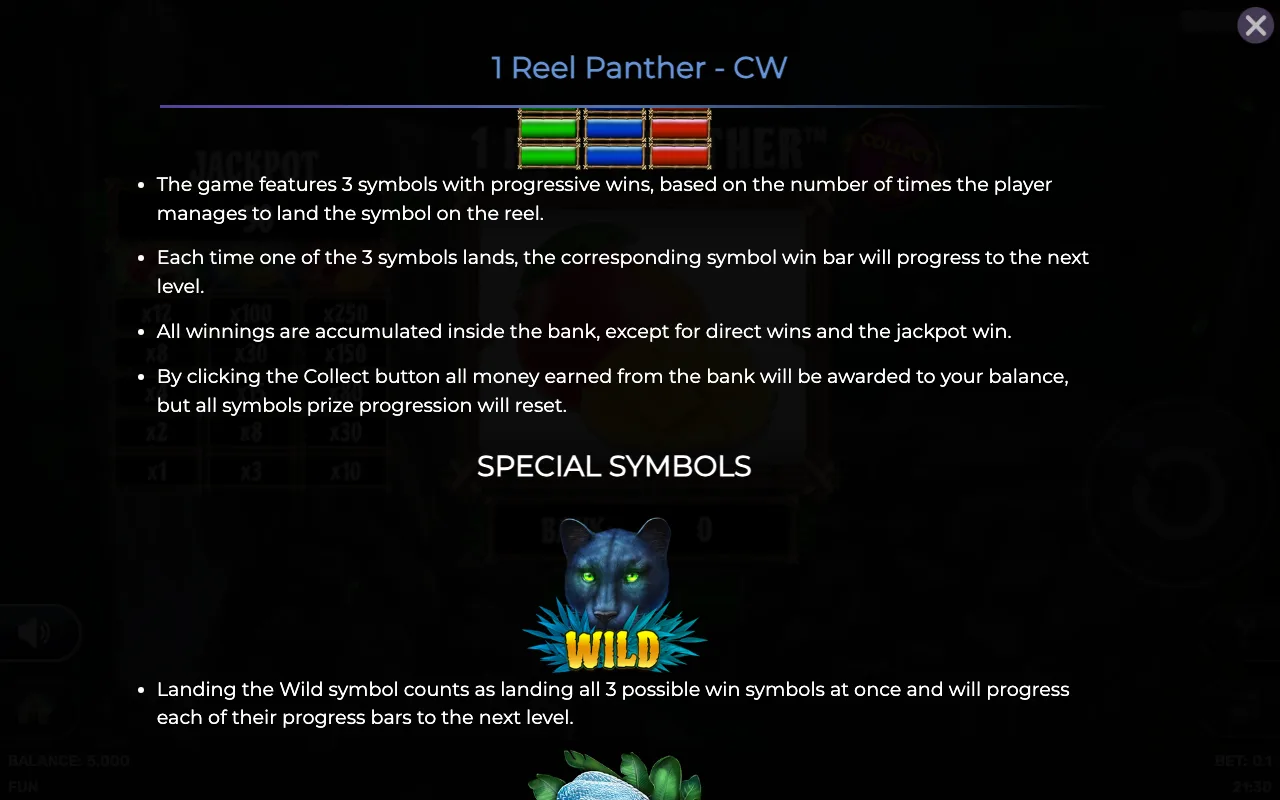 Game rules, page 2 — 1 Reel Panther