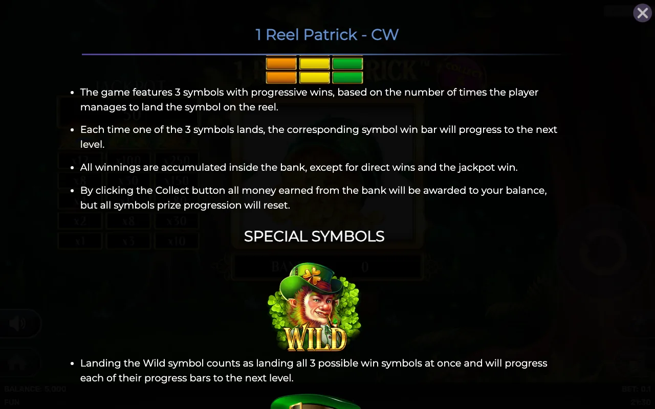 Game rules, page 2 — 1 Reel Patrick