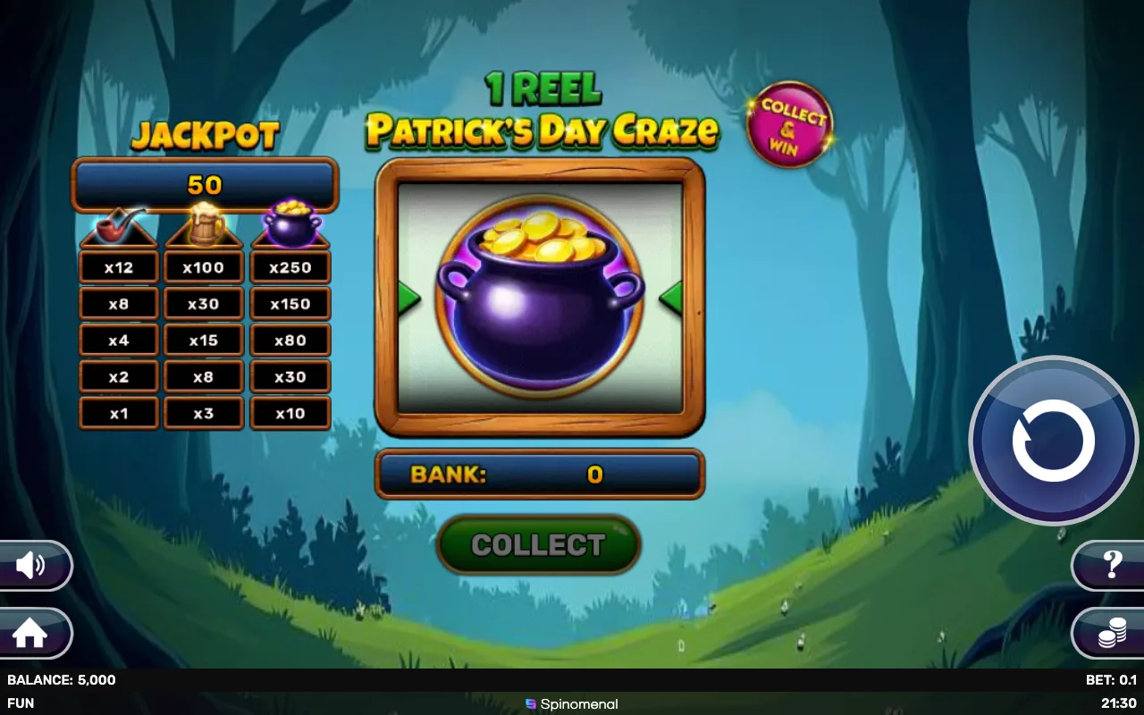 The base game — 1 Reel Patricks Day Craze