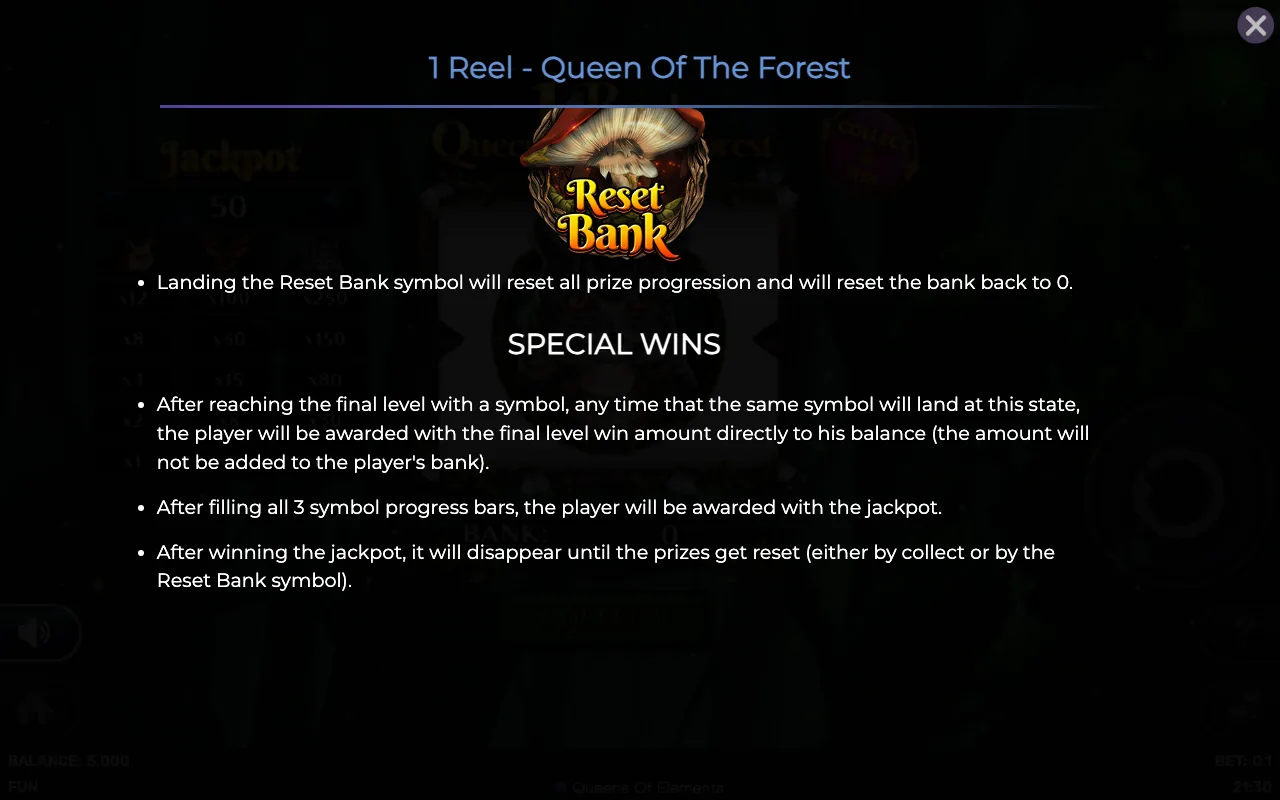 Game rules, page 3 — 1 Reel Queen of The Forest