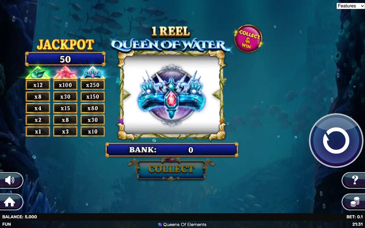 The base game — 1 Reel Queen of Water