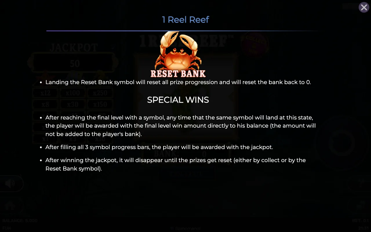 Game rules, page 3 — 1 Reel Reef