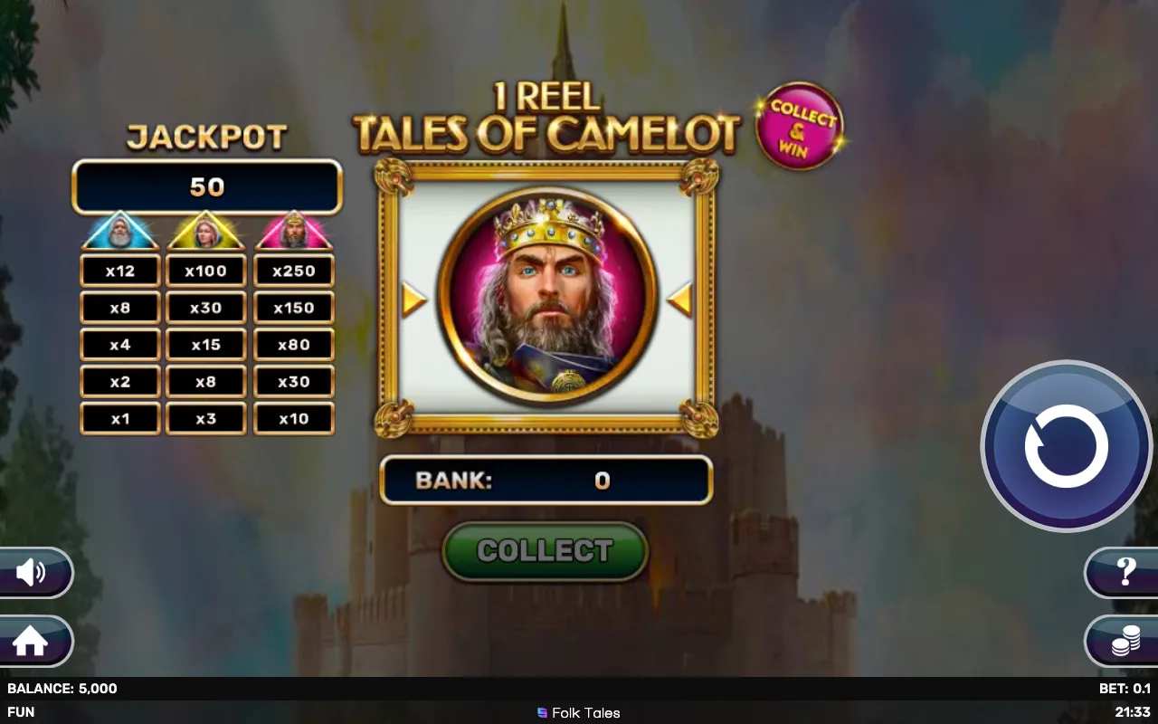 The base game — 1 Reel Tales of Camelot