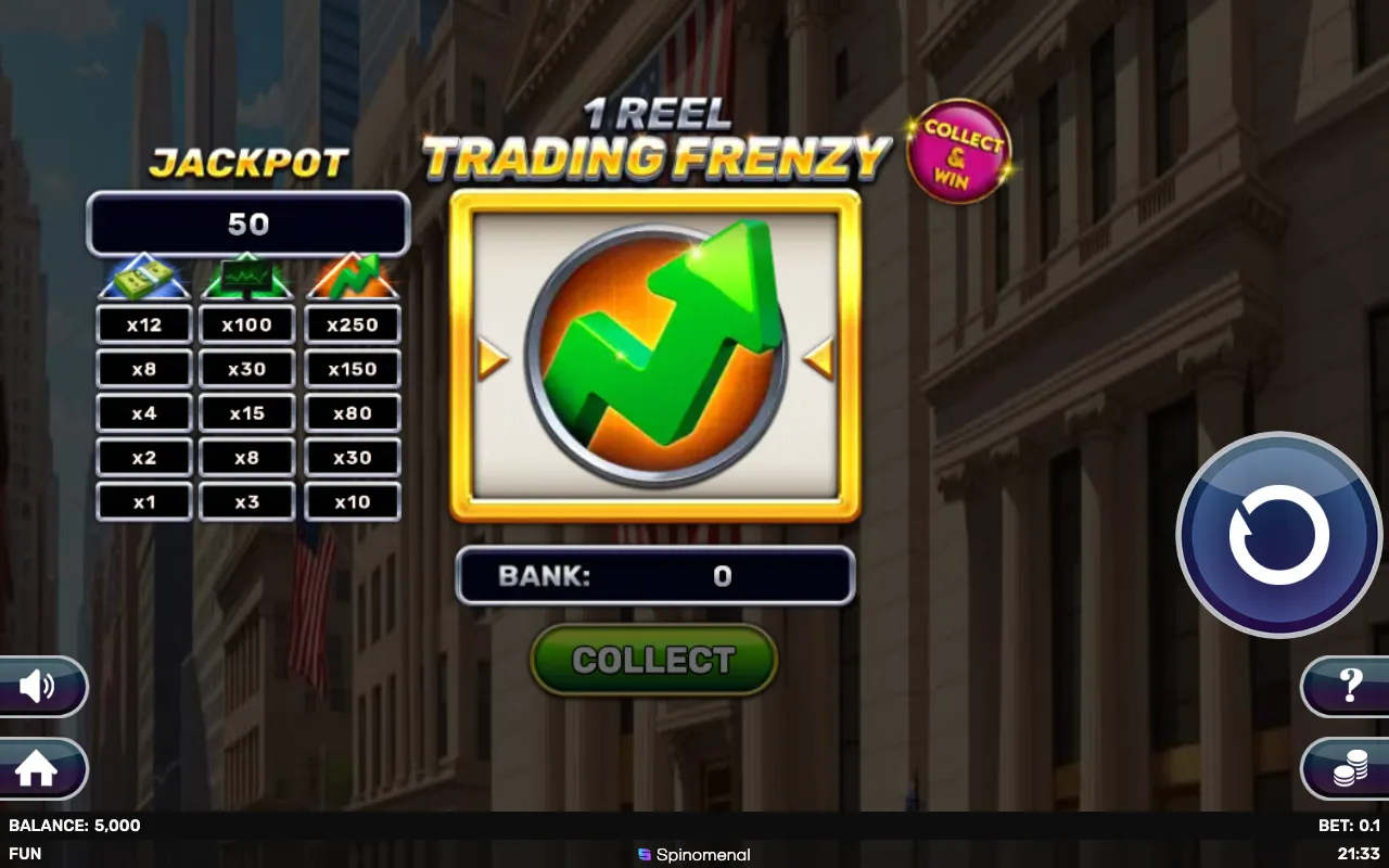The base game — 1 Reel Trading Frenzy