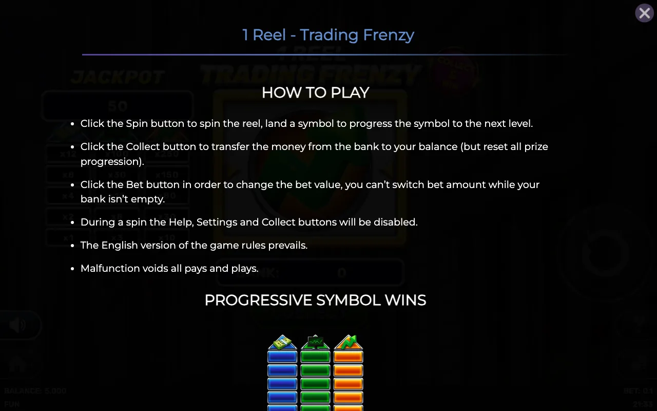 How to play — 1 Reel Trading Frenzy
