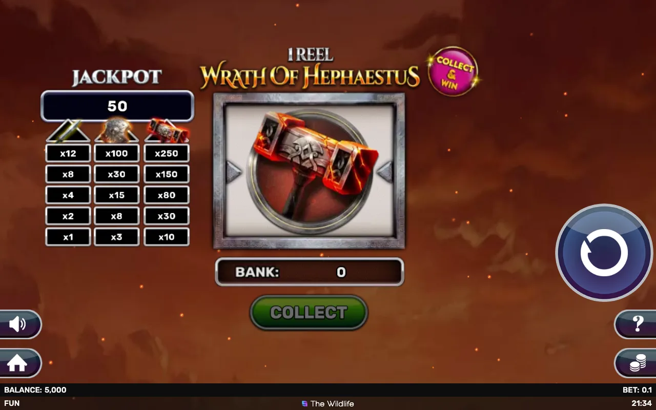 The base game — 1 Reel Wrath of Hephaestus