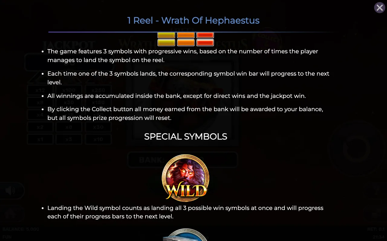 Game rules, page 2 — 1 Reel Wrath of Hephaestus