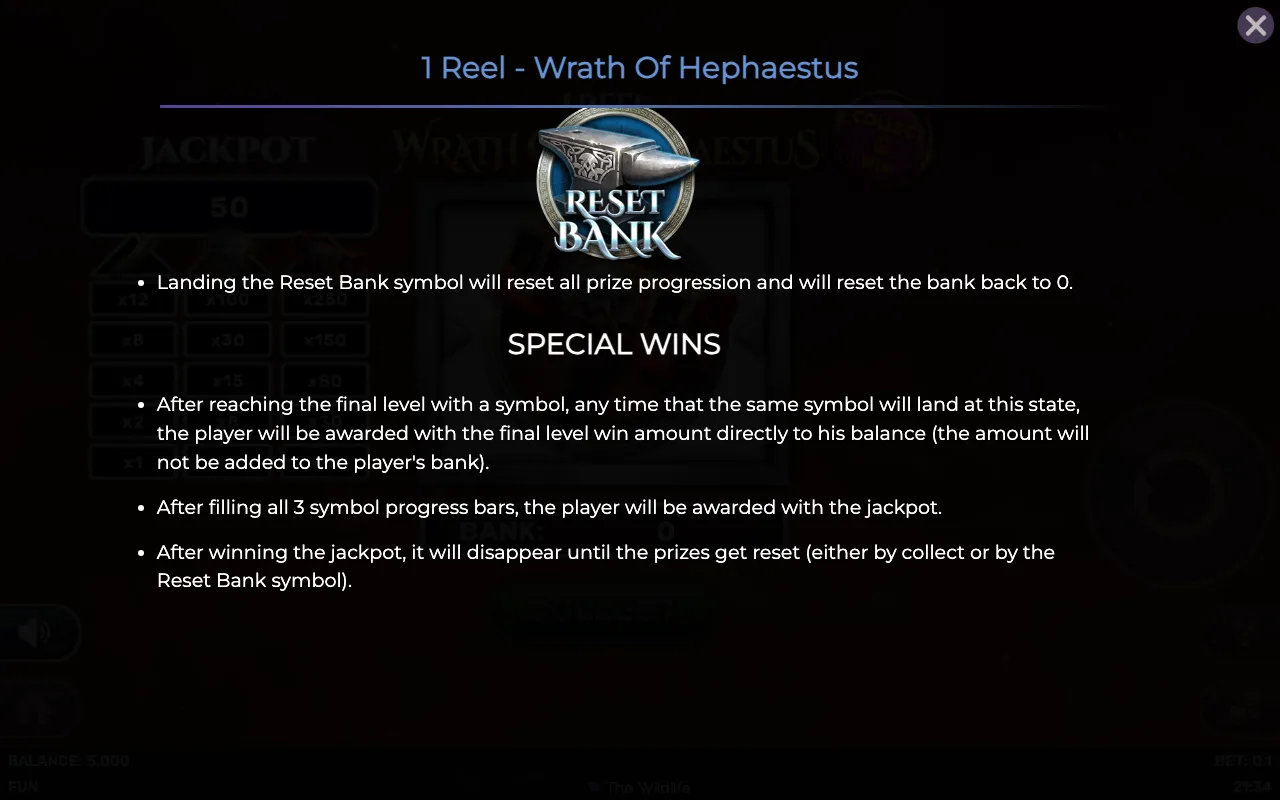 Game rules, page 3 — 1 Reel Wrath of Hephaestus