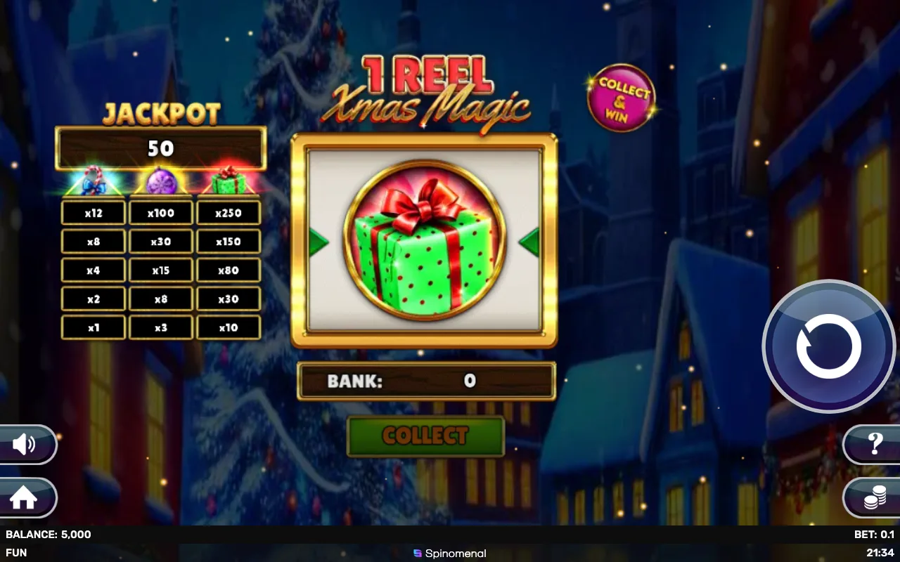 The base game — 1 Reel Xmas Magic