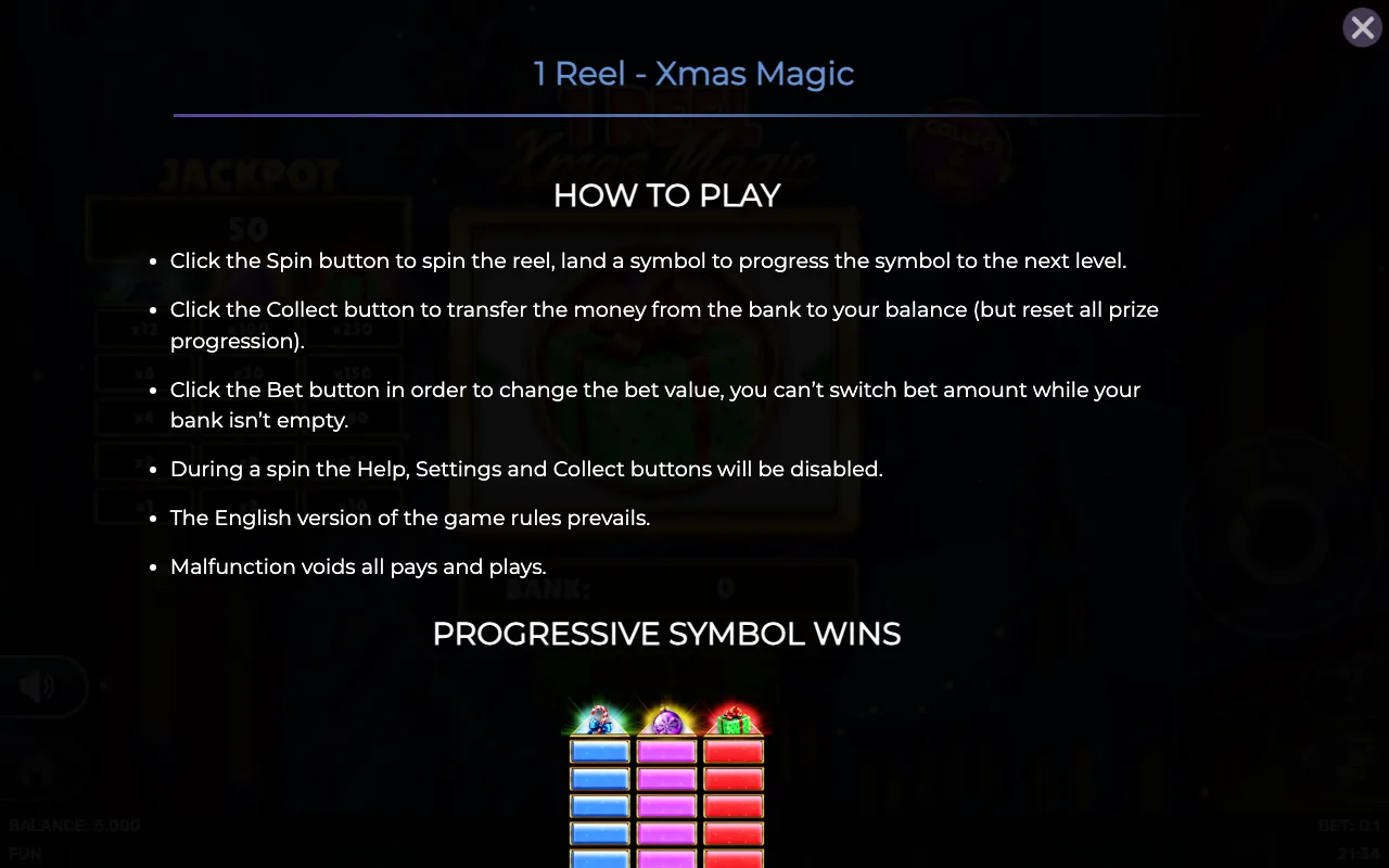 How to play — 1 Reel Xmas Magic