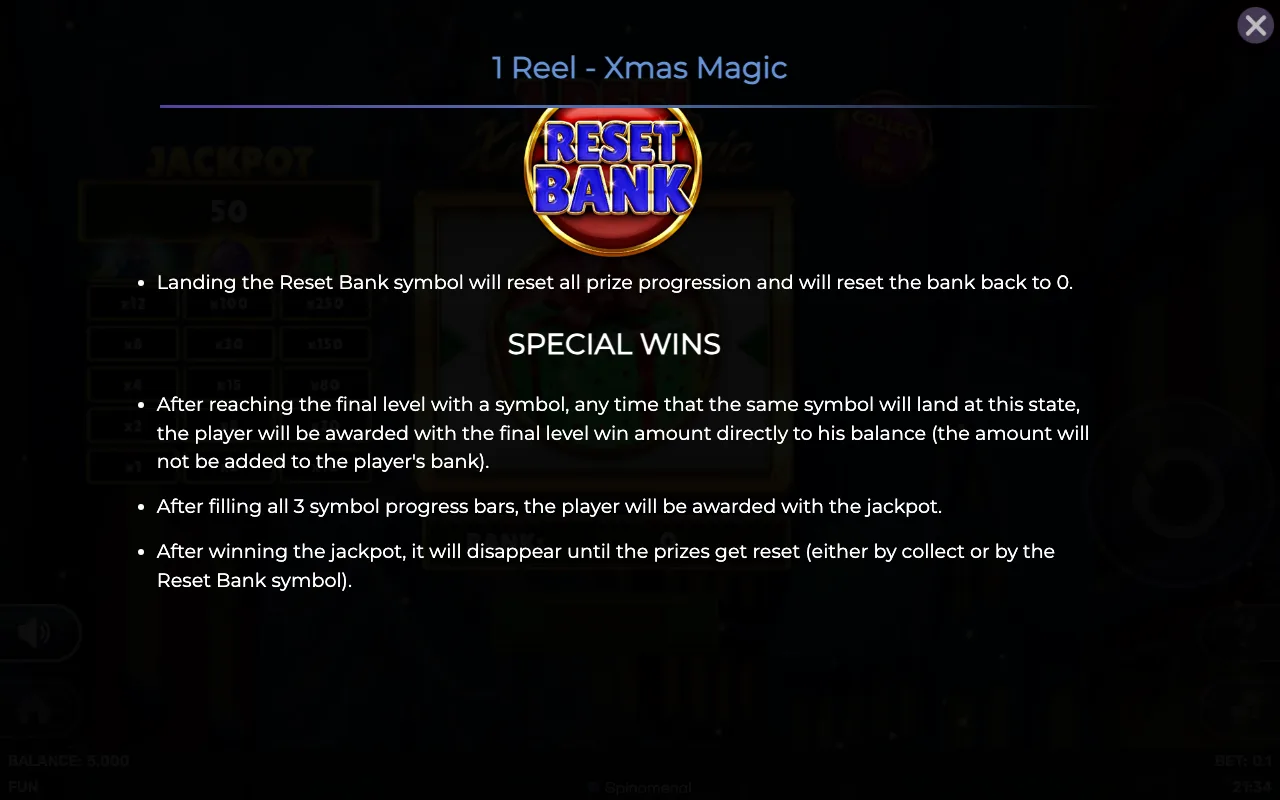 Special wins — 1 Reel Xmas Magic
