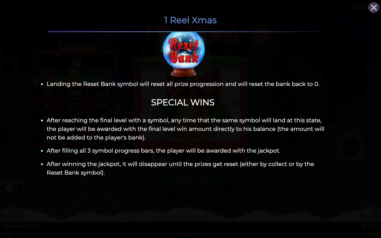 Special wins — 1 Reel Xmas