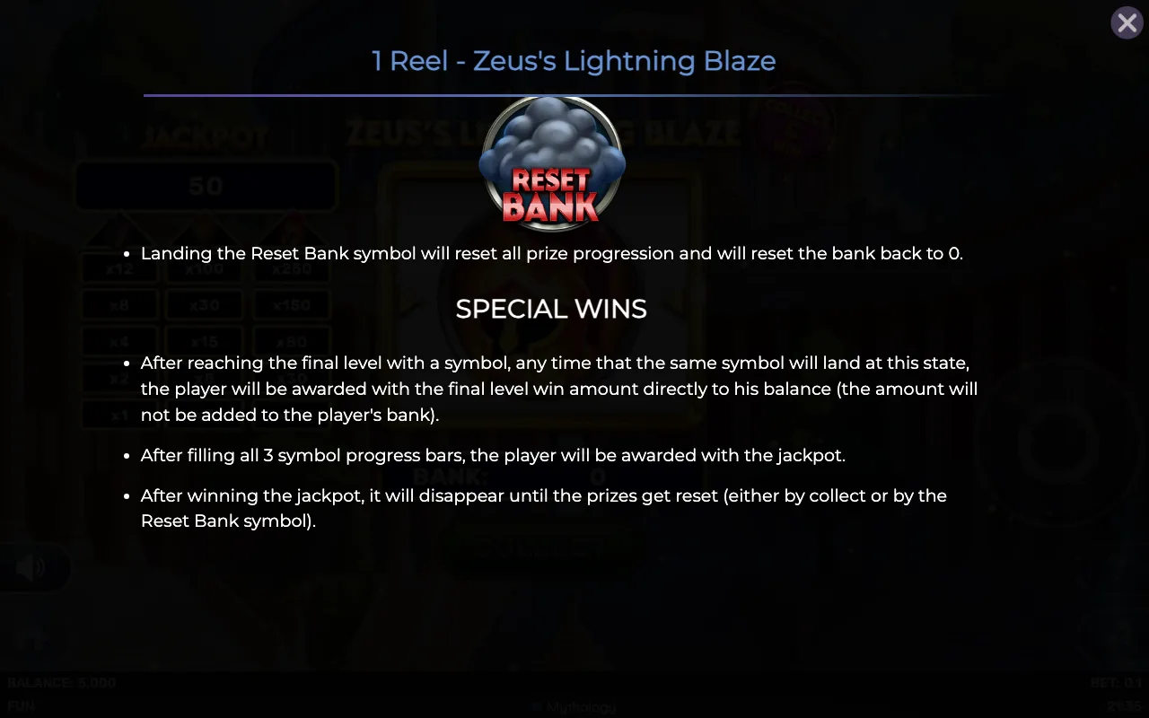 Game rules, page 3 — 1 Reel Zeuss Lightning Blaze