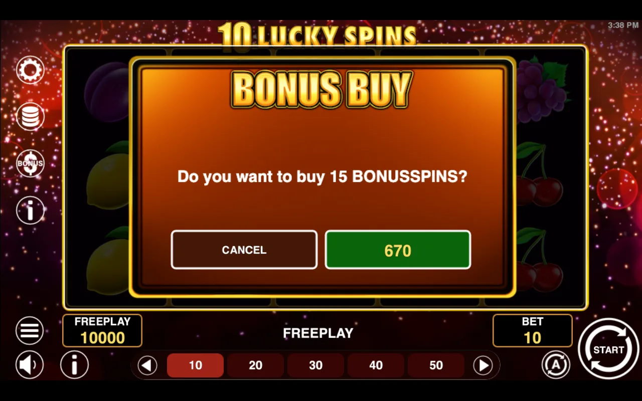 Buying the feature — 10 Lucky Spins