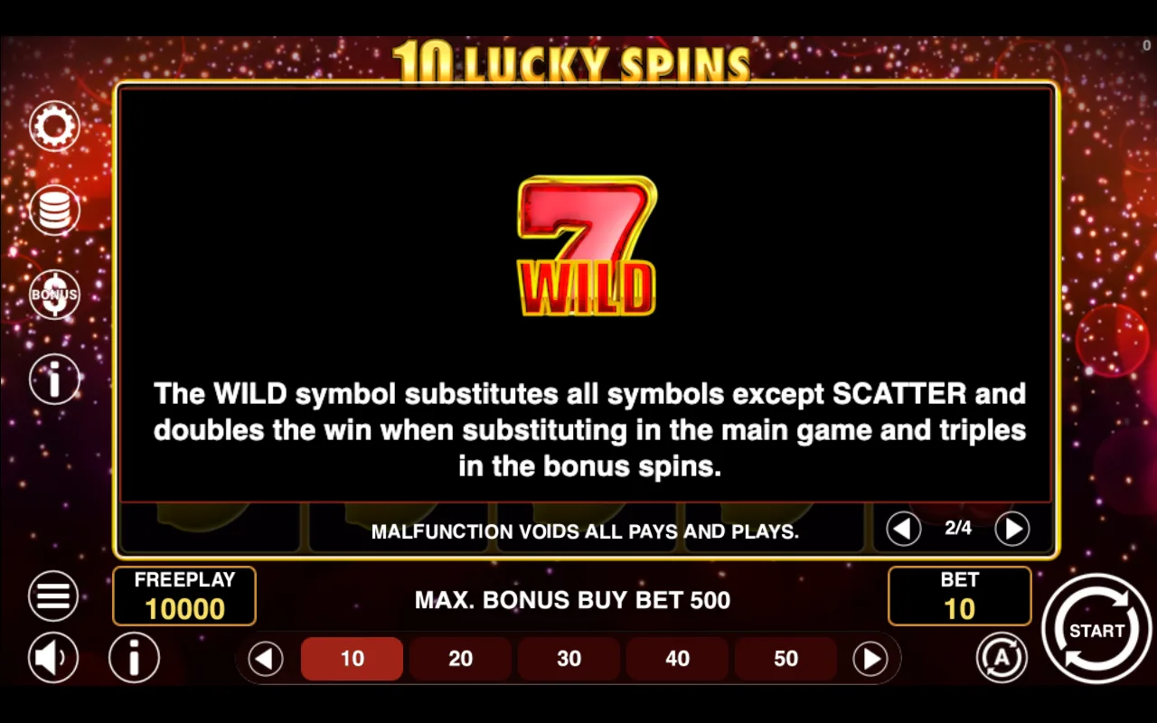 Game rules, page 2 — 10 Lucky Spins